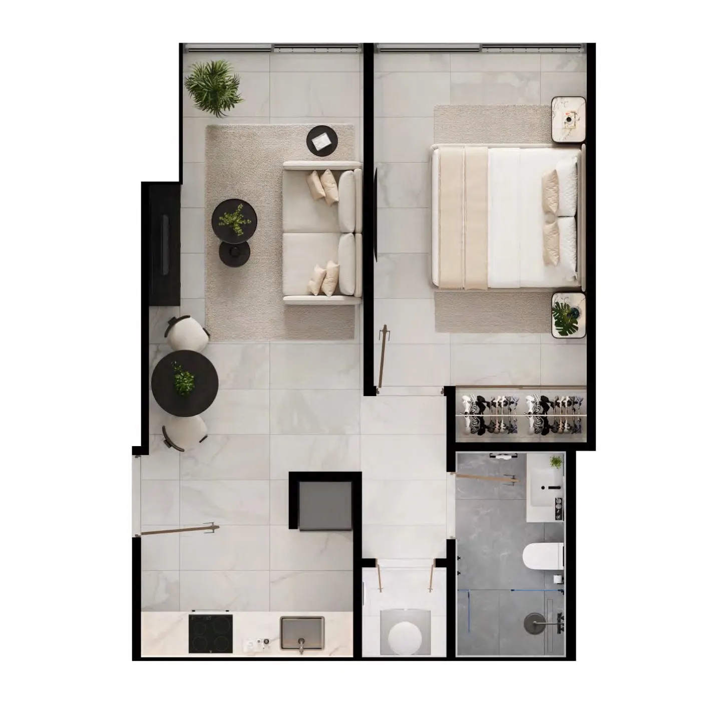 Sample floor plan · 1 bedroom