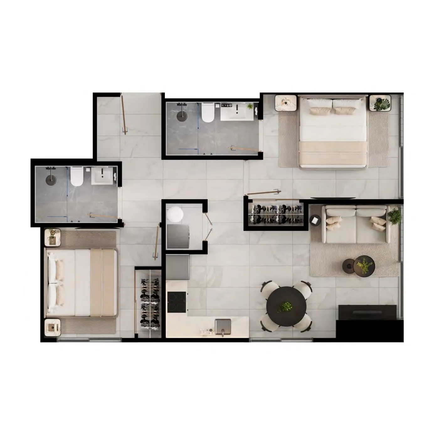 Sample floor plan · 2 bedrooms