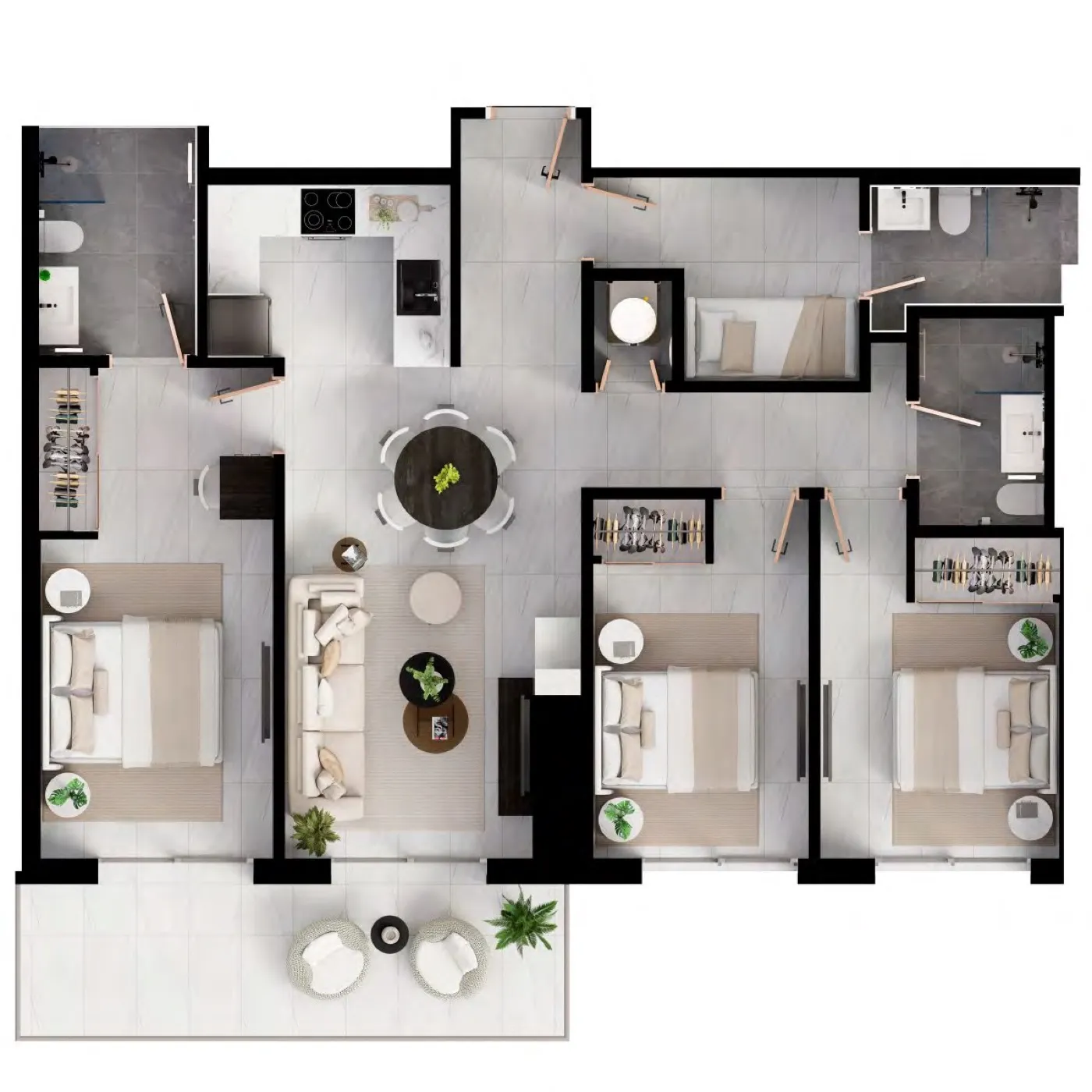 Sample floor plan · 3 bedrooms